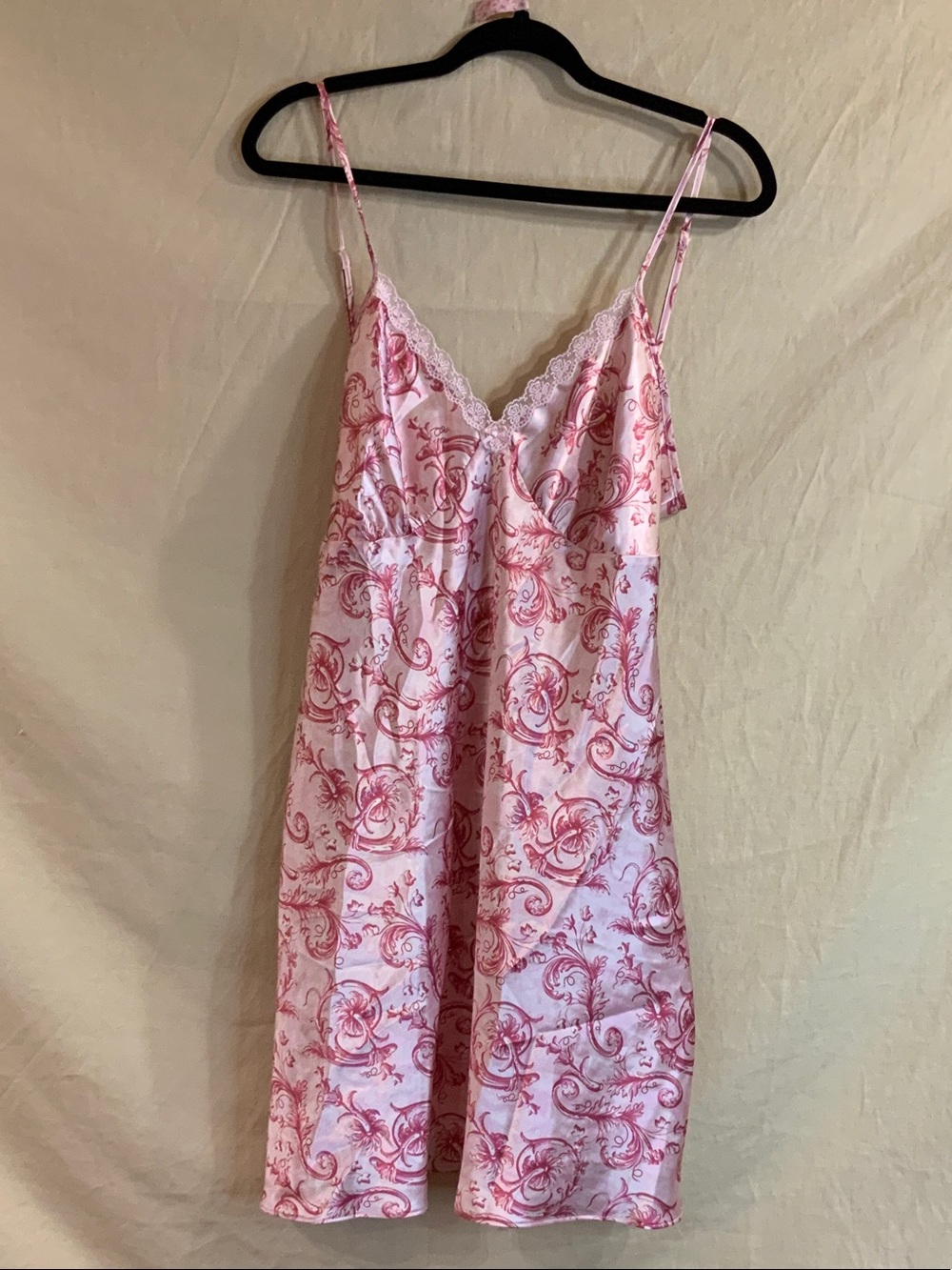 Adonna Pink Floral Lace-Trim Chemise